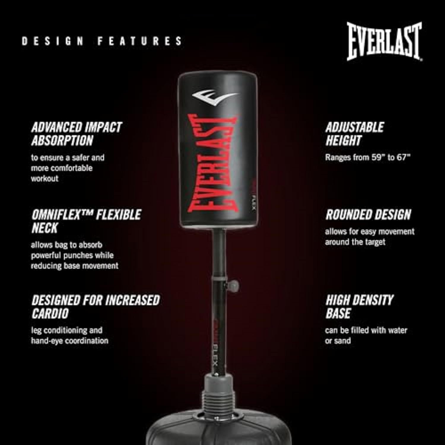 Freestanding Adjustable Punching Bag for Adults | Heavy Boxing Bag with Stand | Free Standing Punching Bag for