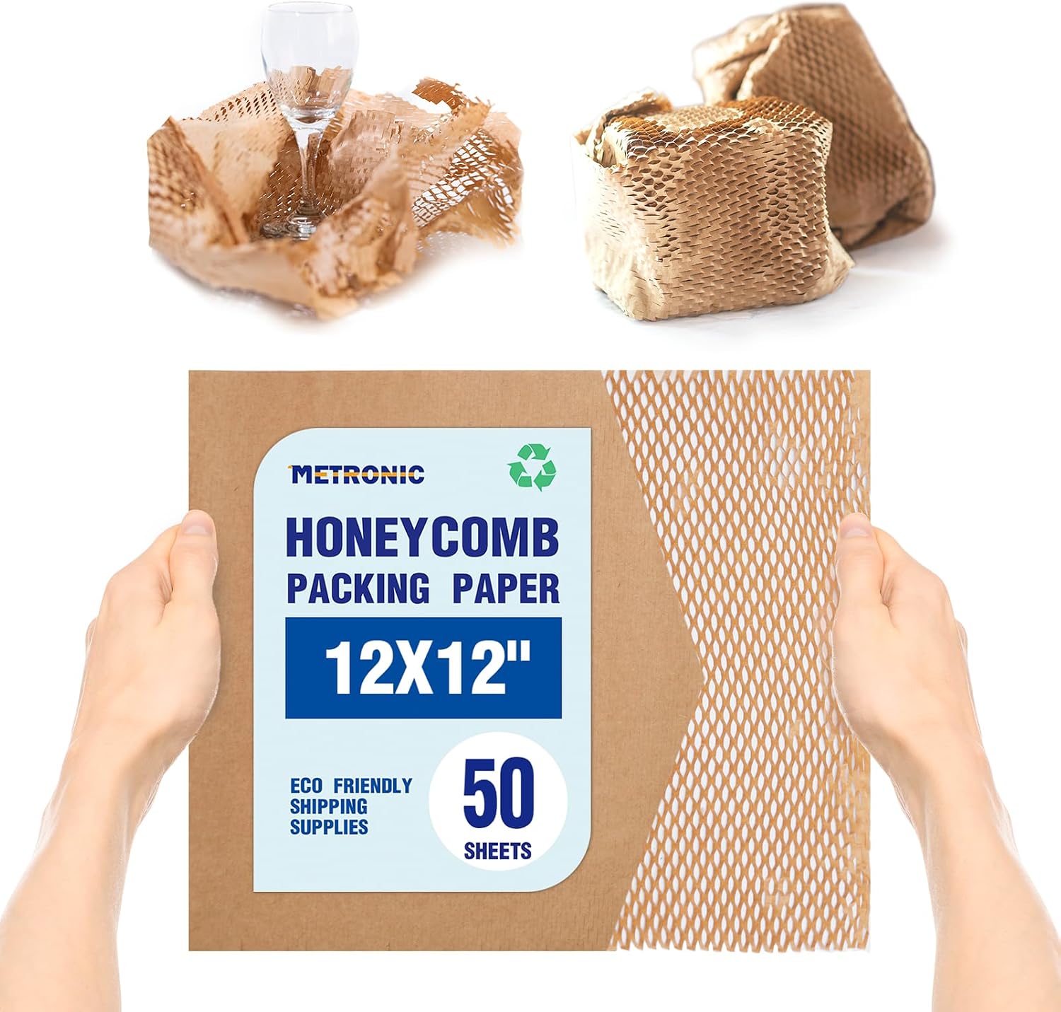 12 x 12" Honeycomb Packing Paper Sheets for moving 50 Pcs | Wrapping Papers for Bubble Cushioning Wrap and Shipping