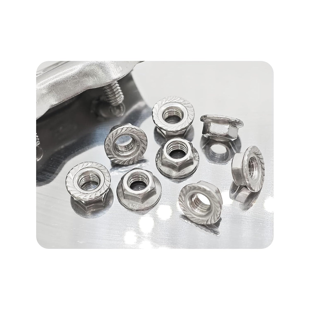 100Pcs M5-0.8 Serrated Flange Hex Nuts, 304 Stainless Steel, Full Thread, Lock Nuts for DIY, Home, Auto & Industrial Fastening, Rustproof Metric Hexagon Flange Lock nut