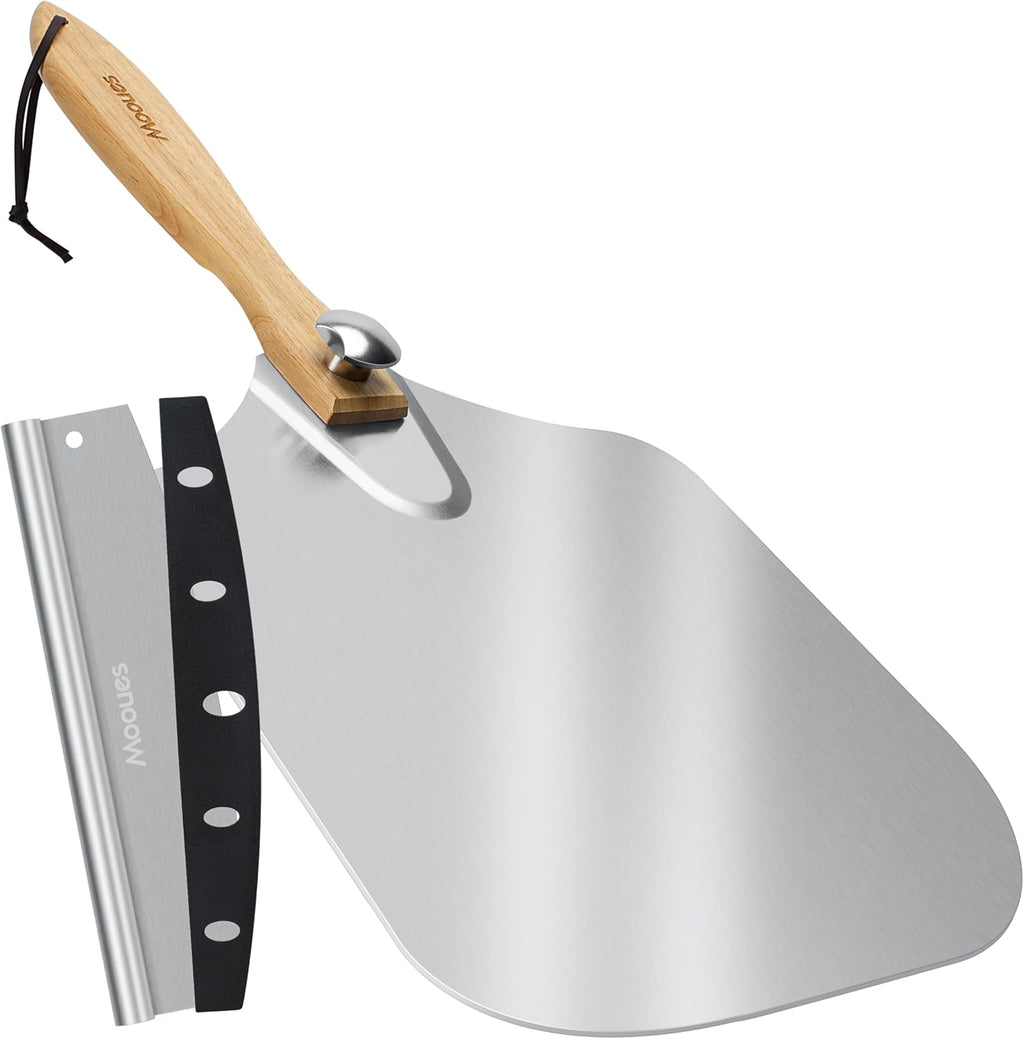Pizza Peel Aluminum 17 inch Pizza Spatula with Rocker Cutter