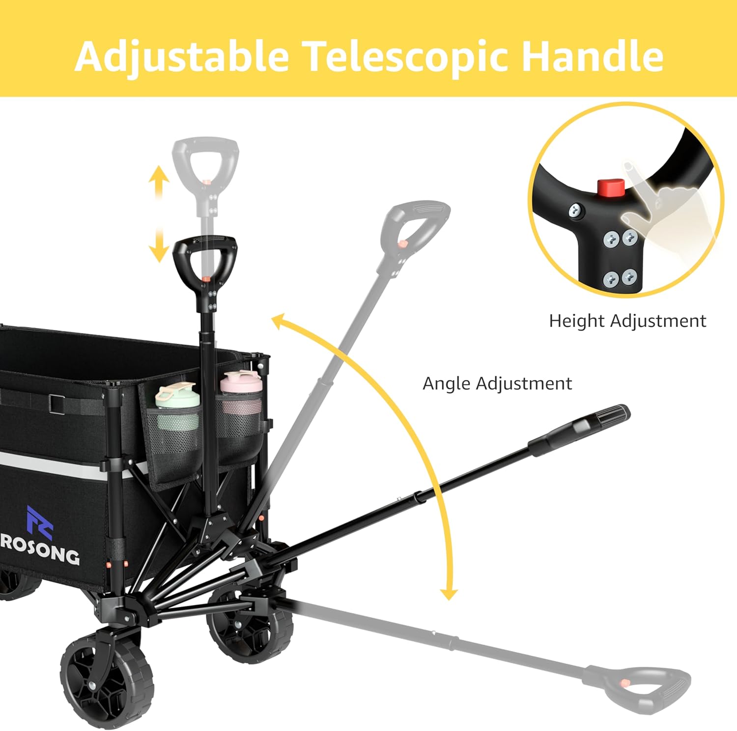 Collapsible Wagon Cart with Wheels Foldable - Folding Utility Heavy Duty Wagons Carts for Grocery Sports Garden