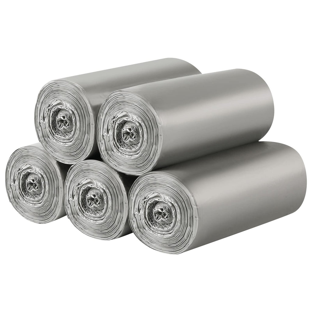 5 Rolls Small Trash Bags - 200 Counts 4 Gallon Small Garbage Bags (Silver)