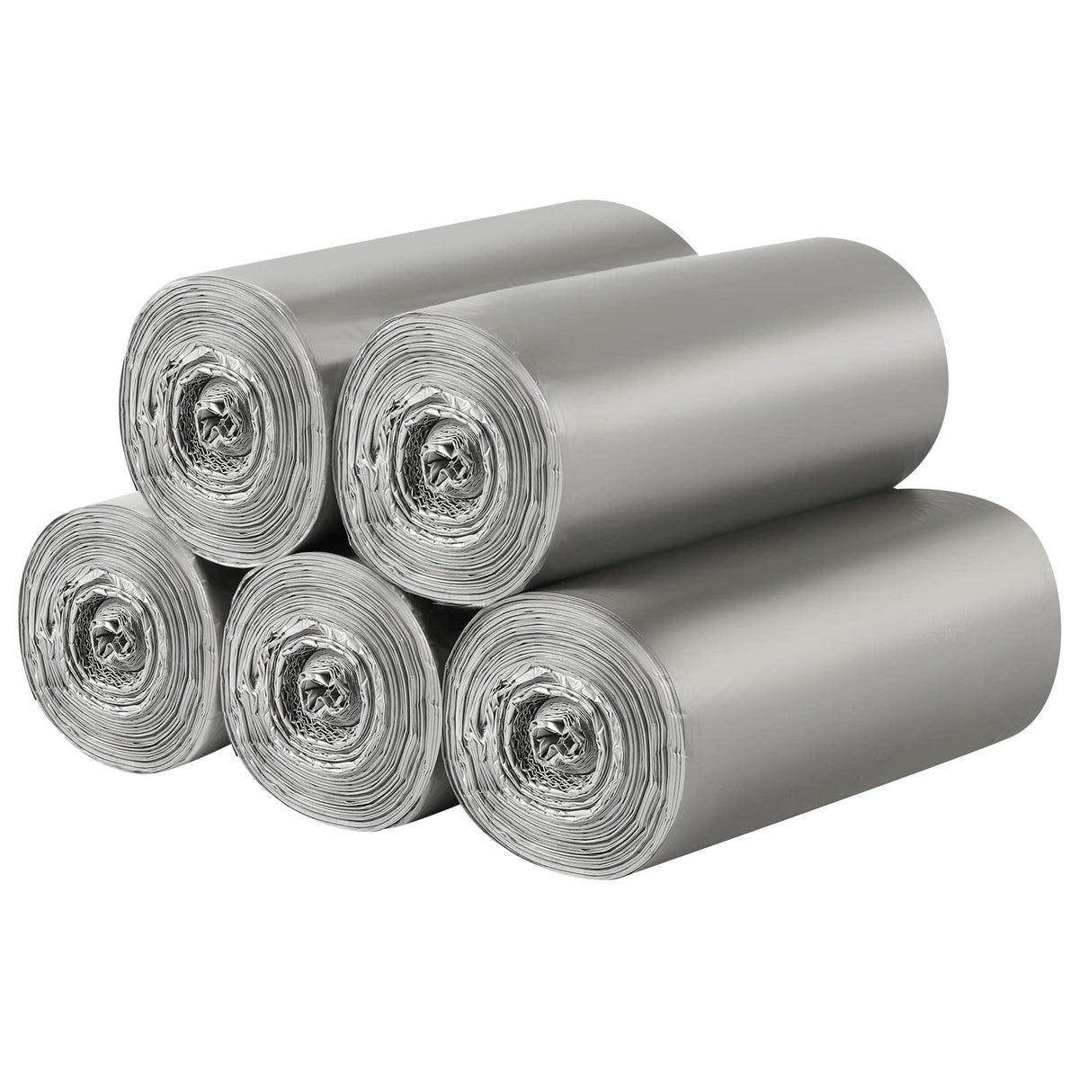 5 Rolls Small Trash Bags - 200 Counts 4 Gallon Small Garbage Bags (Silver)