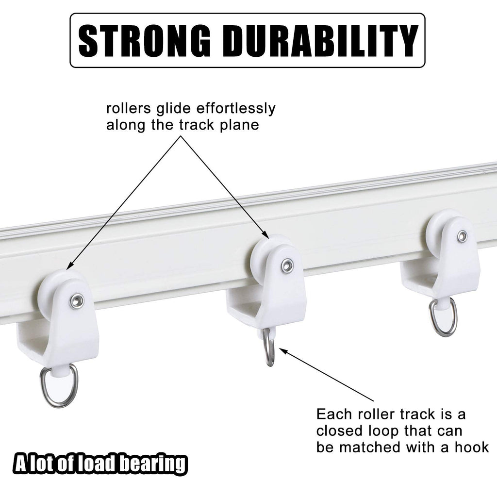 Jetec 100 Pcs Curtain Track Rollers Bulk, Flexible Bendable, White