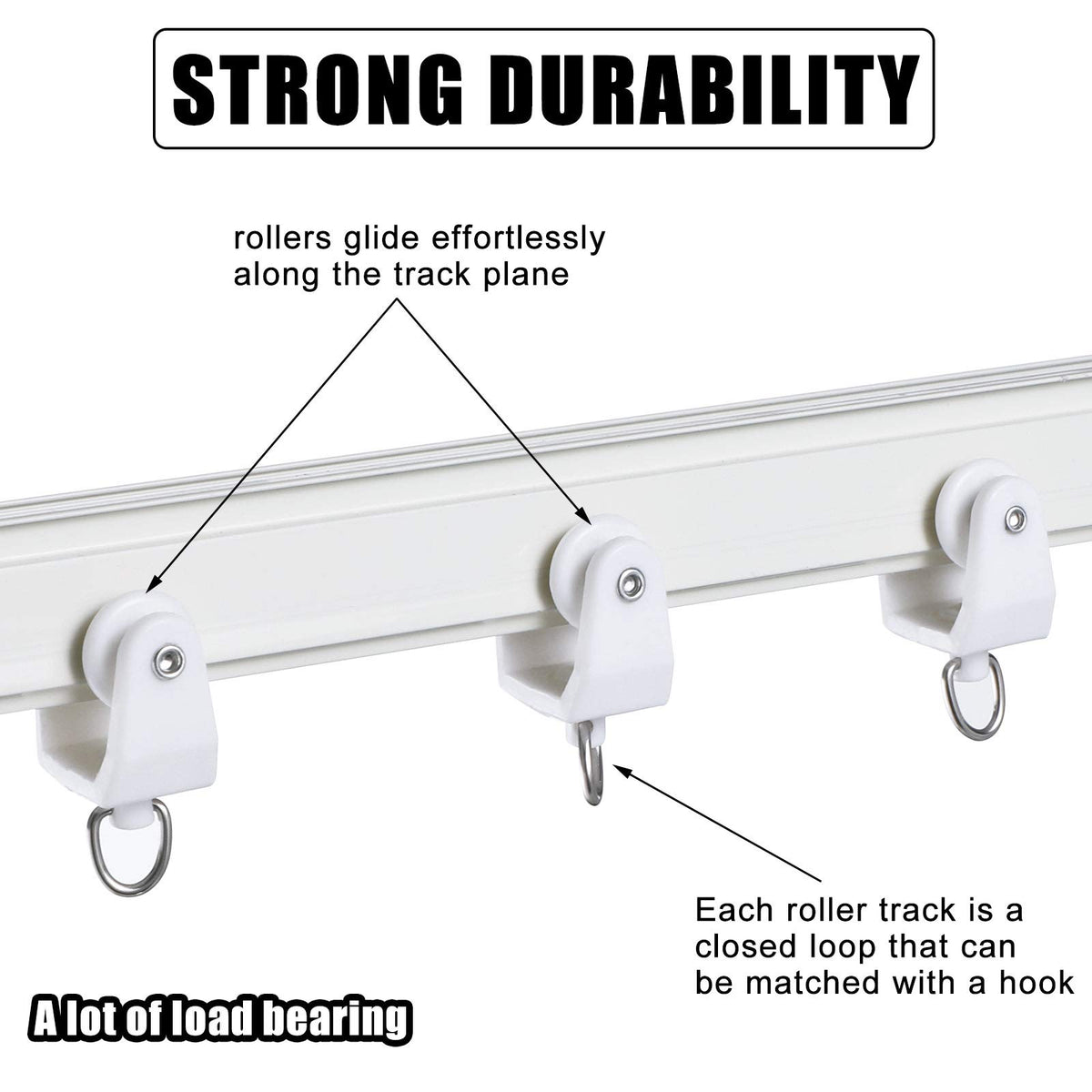 Jetec 100 Pcs Curtain Track Rollers Bulk, Flexible Bendable, White