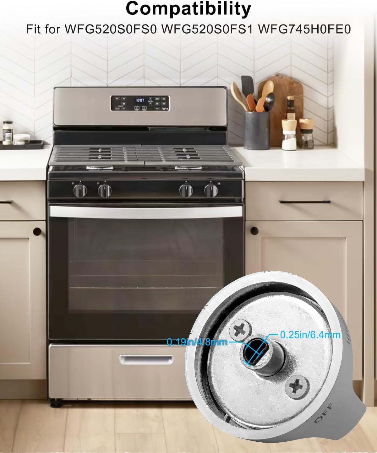 W11122880 Stove Knobs Fit for Whirlpool WFG745H0FS1 WFG770H0FZ0