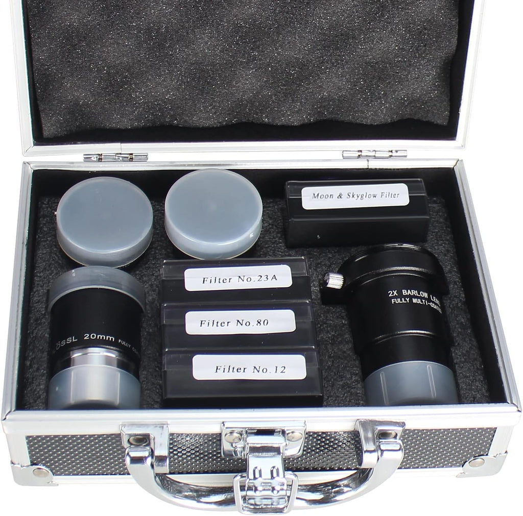 Astronomical Telescope Accessory Kit - with 3pcs Plossl Eyepieces Set, 4pcs Filter Set, a 2X Barlow Lens