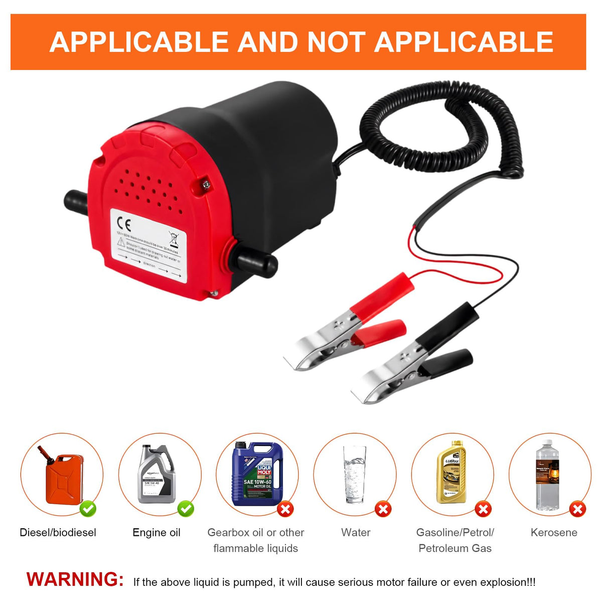 VMCMJ Oil Pump, 12V 60W Fluid Extractor Tool, Red