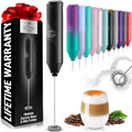 Powerful Milk Frother Wand - Handheld Stainless Steel - Battery Operated Drink Mixer for Coffee, Lattes, Cappuccino