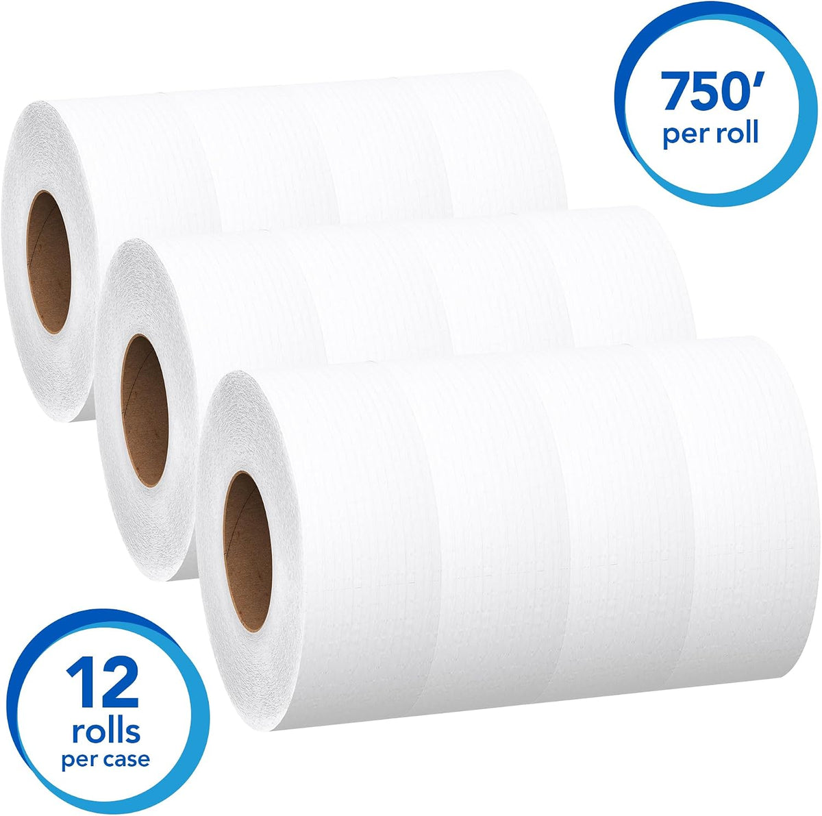 Jumbo Roll Toilet Paper, Bulk, 12 Rolls x 750' (07304)