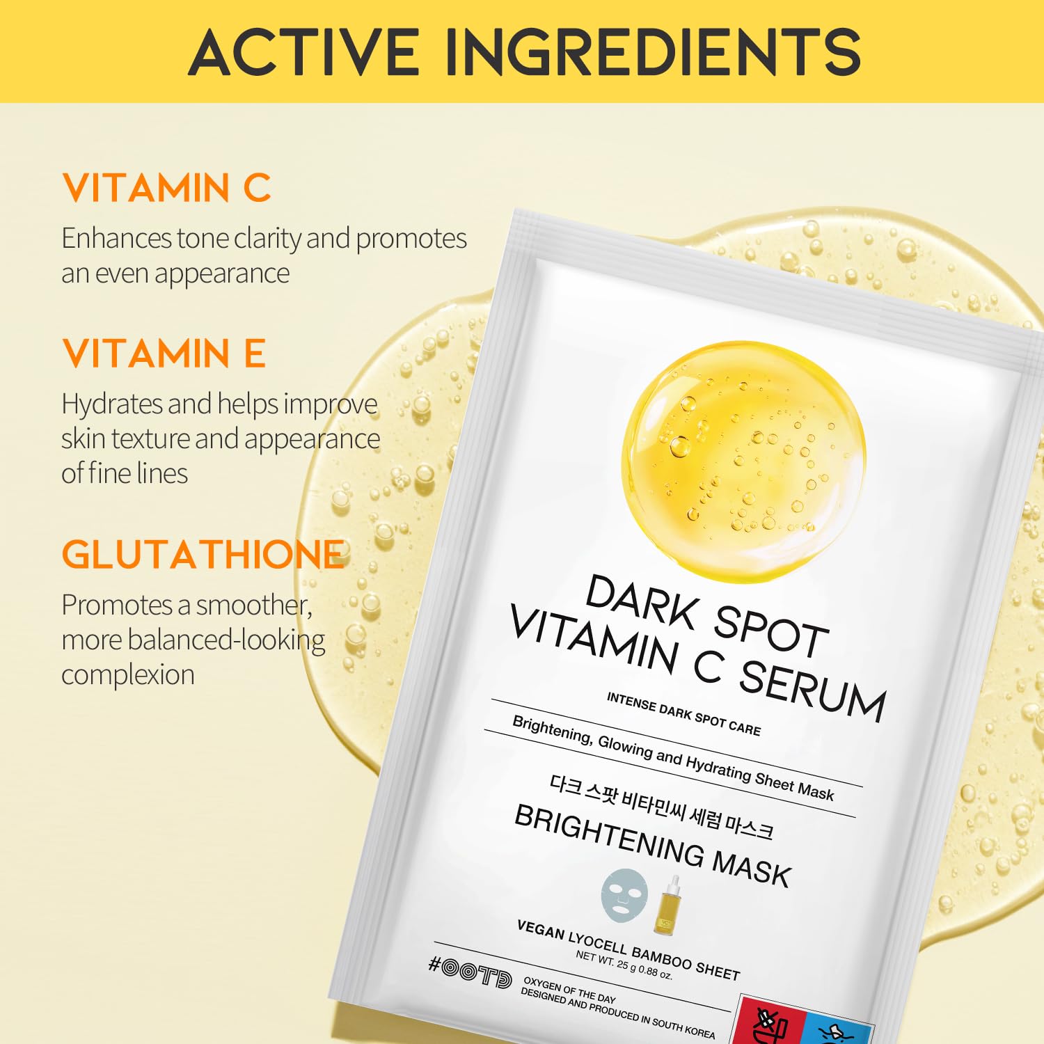 Vitamin C Radiance Hydrating Sheet Mask(10-Pack) | Korean Skincare | 50-combo Korean Vegan sheet mask gift set with