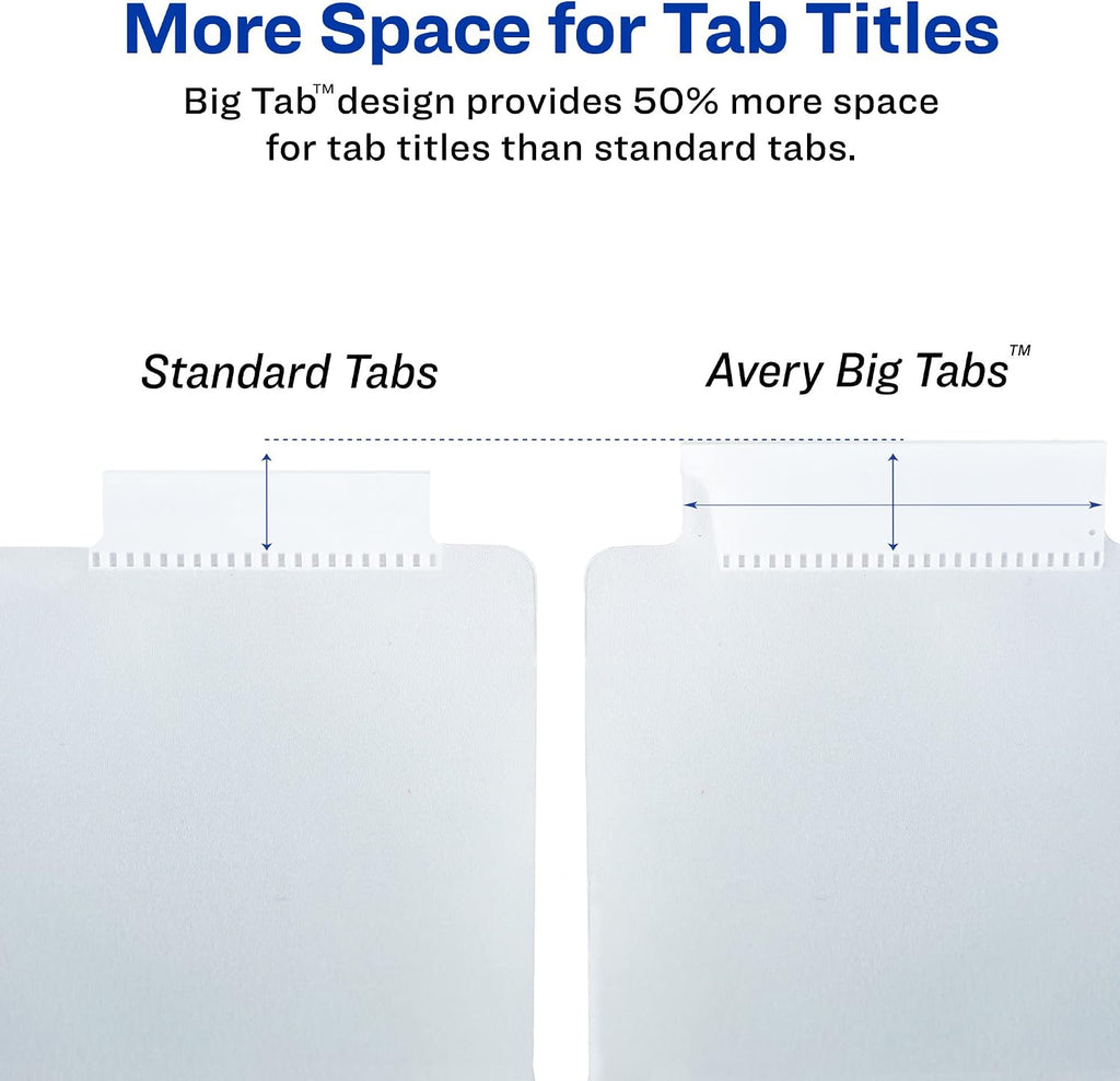 Dividers for 3 Ring Binders, 5 Tab Plastic Binder Dividers, Pockets, Insertable Big Tabs, Pastel Classic Designs