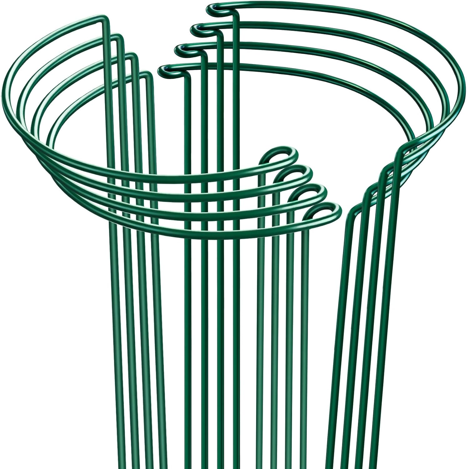 8 Pack Plant Support Stakes, Half Round Metal Garden Plant Stake Indoor Peony Cages and Supports, Green Plant Support