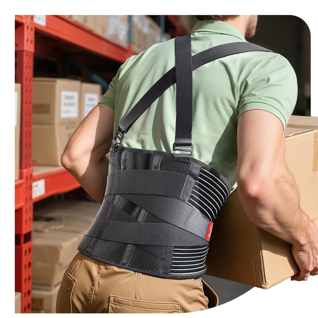 Ultra Breathable Work Back Brace for Men, Upgraded Medical-Grade Support