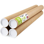 3" x 36" Reinforced Kraft Paper Mailing Tube, Pack of 4 Tube with 8 Caps – Secure USPS Approved Poster Tube – Made in