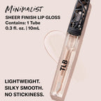 Lip Gloss, Minimalist (Clear) - Gloss Up Sheer Finish - Smooth, Not Sticky Formula - Moisturizing Coconut Oil, Olive