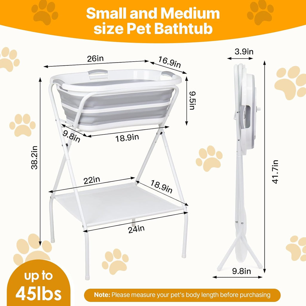 Beberoad 2 in 1 Dog Bath Tub Dog Washing Station for Bathing and Grooming, Elevated Collapsible Foldable Portable