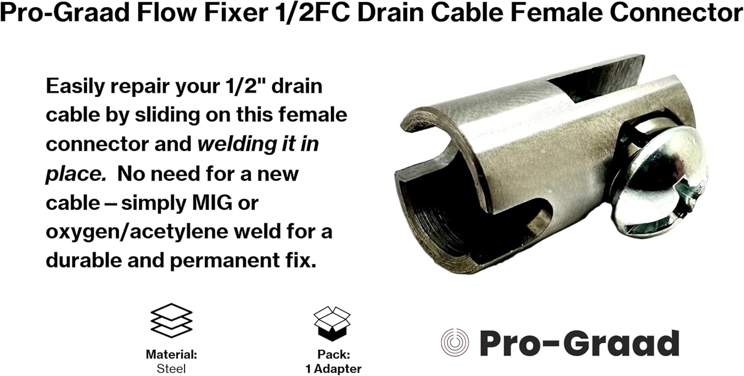 1/2FC Flow Fixer | 1/2” Drain Cable Repair End | Weld-On Female Slotted Connector Bit for Broken Drain Cleaning