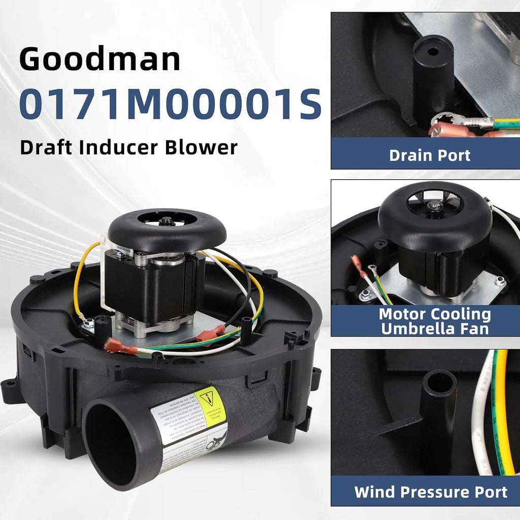 Criditpid Furnace Draft Inducer Blower Motor Replaces Goodman 0171M00001S, 0171M00000S, 22307501, Rotom FB-RFB501, Jakel J238-150-15293, 119384-00.