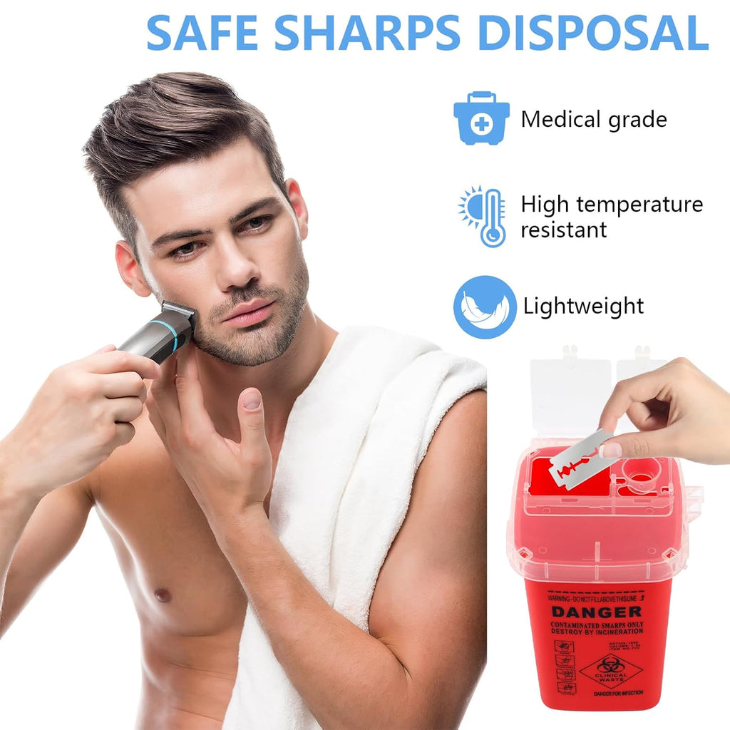3-Pack Sharps Container for Home Use and Professional | 1 Quart Biohazard Needle and Syringe Disposal, Needle
