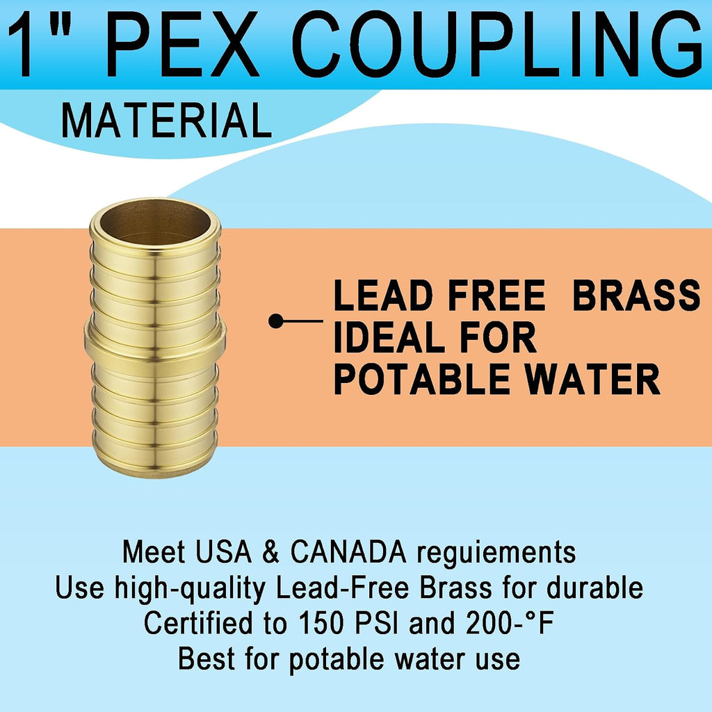 (15 Pack) Asterbacks 1 inch PEX Barb Crimp Coupling for PEX-A/B/C Pipe