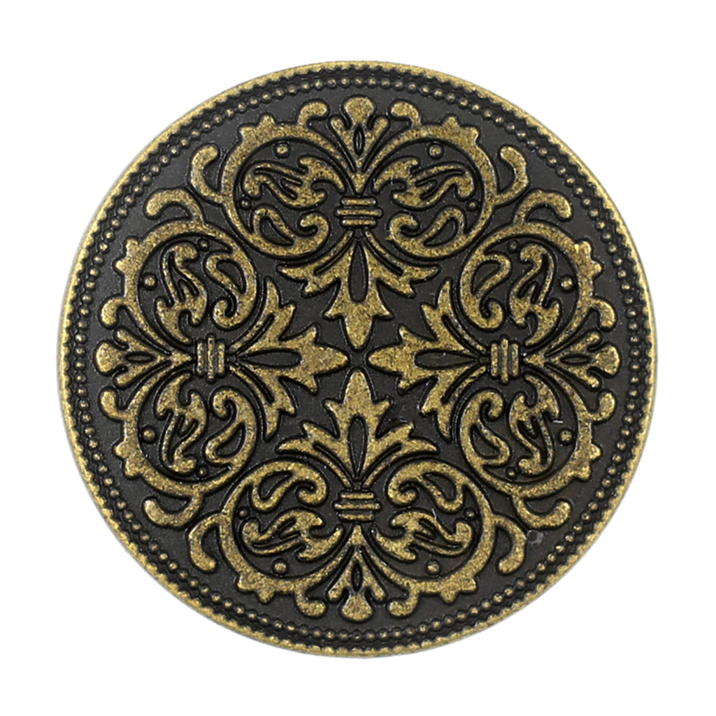 12 Pieces Mandala Metal Shank Buttons. 23mm. (Antique Brass)