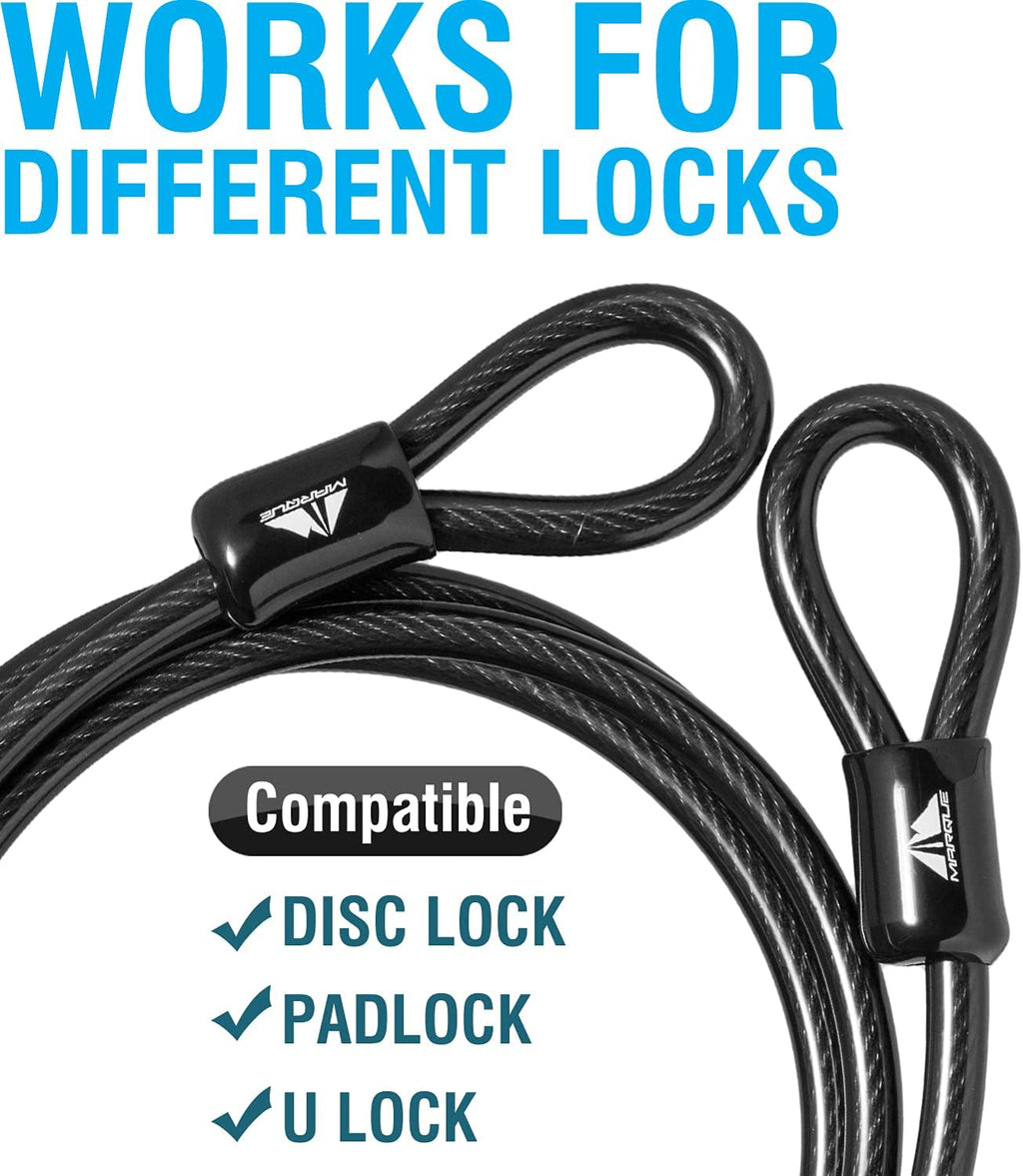 Security Steel Cable - 3/8 inch (10 mm) Thick (4', 7', 15', 20' or 30') Vinyl Coated Braided Steel Cable with Double