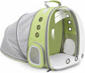 Expandable Cat Carrier Backpack with Bubble Window and Mesh, Light Green