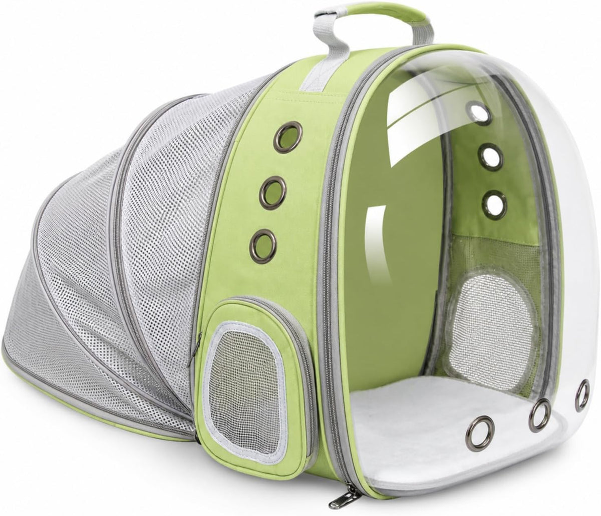 Expandable Cat Carrier Backpack with Bubble Window and Mesh, Light Green