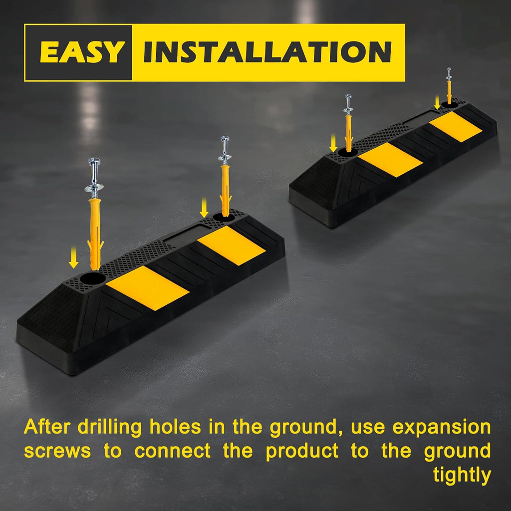 20" Rubber Parking Curb Stop, Car Stopper for Garage Parking, Heavy Duty Parking Wheel Stops for Car, Garage Bumpers