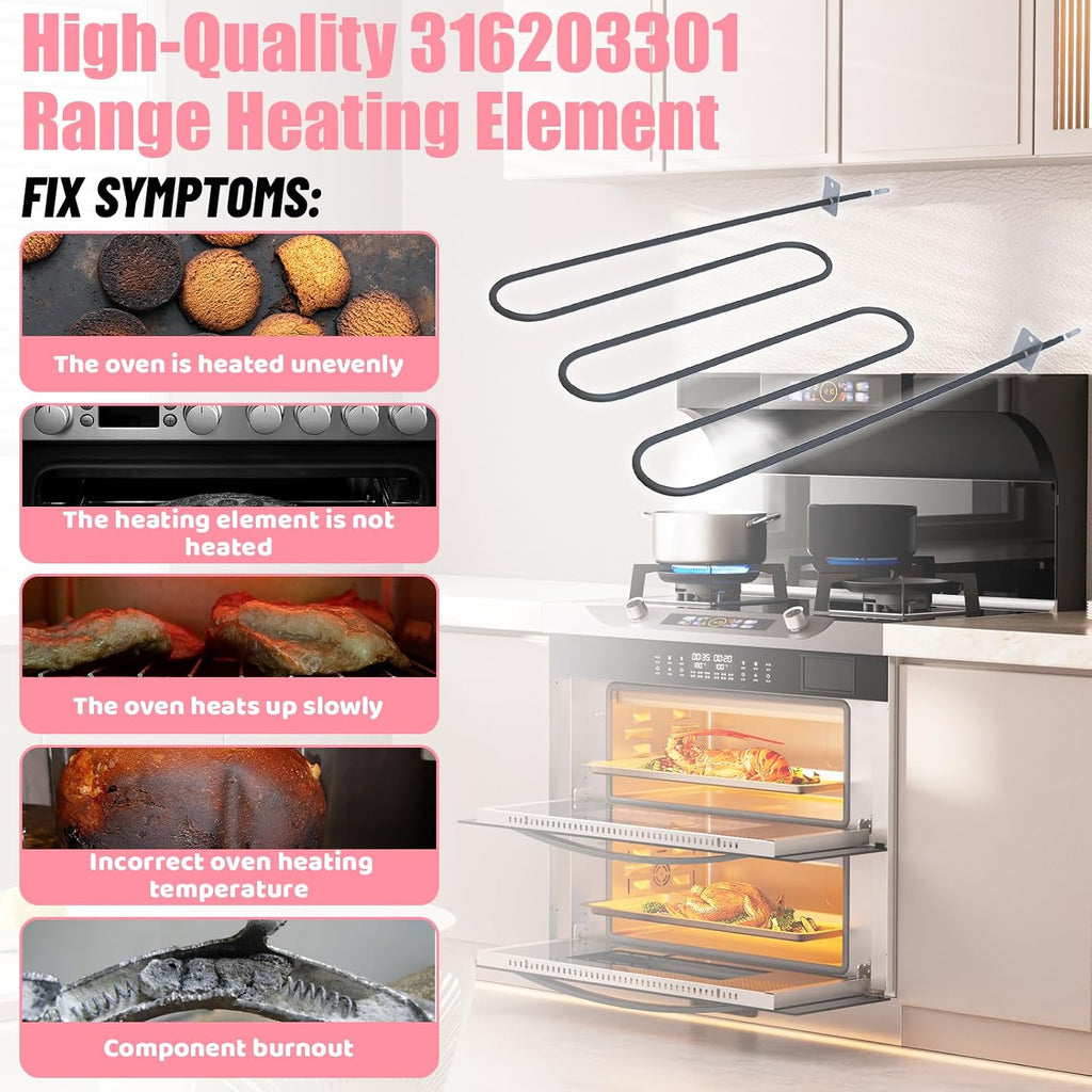 LXun Upgrade 316203301 Oven Broil Element Compatible with Kenmore Frigidaire Range Oven Parts 316203301 Heating Element Replaces 316203300 2210851 7316203301 PS3506335 Broiling Element