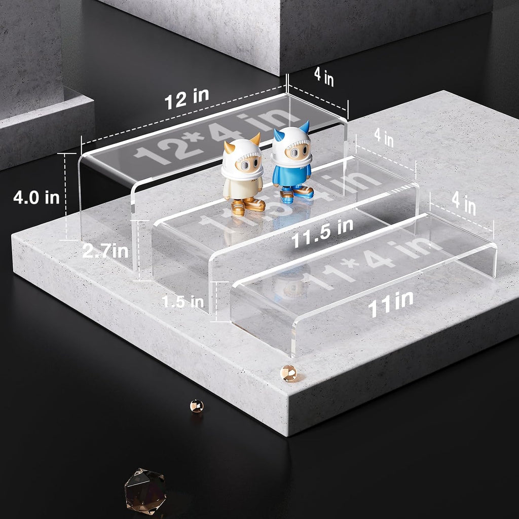 Acrylic Display Risers, 6 Pcs 12" Large Acrylic Risers Stand, 6Pcs 12" Large Acrylic Risers Thickened to 5mm Clear
