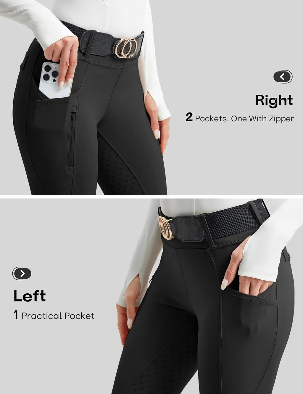Women's Horse Riding Pants Full Seat Equestrian Breeches High Waist Horseback Riding Tights with Pockets