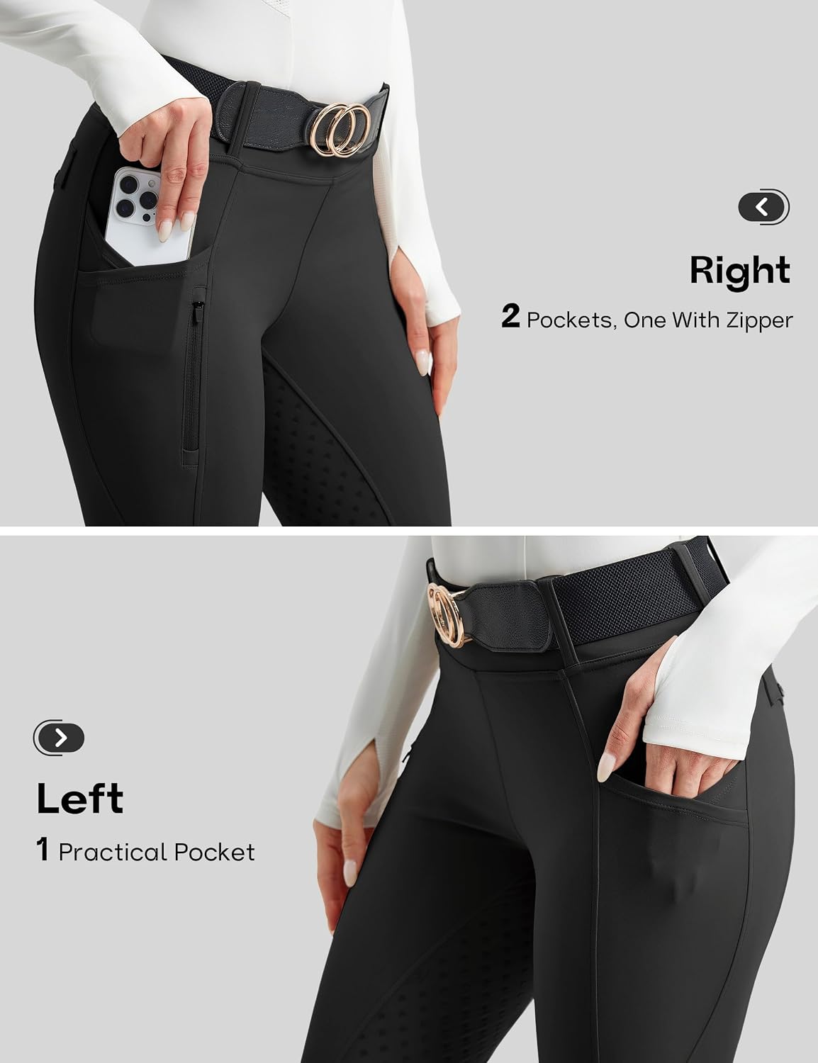 Women's Horse Riding Pants Full Seat Equestrian Breeches High Waist Horseback Riding Tights with Pockets
