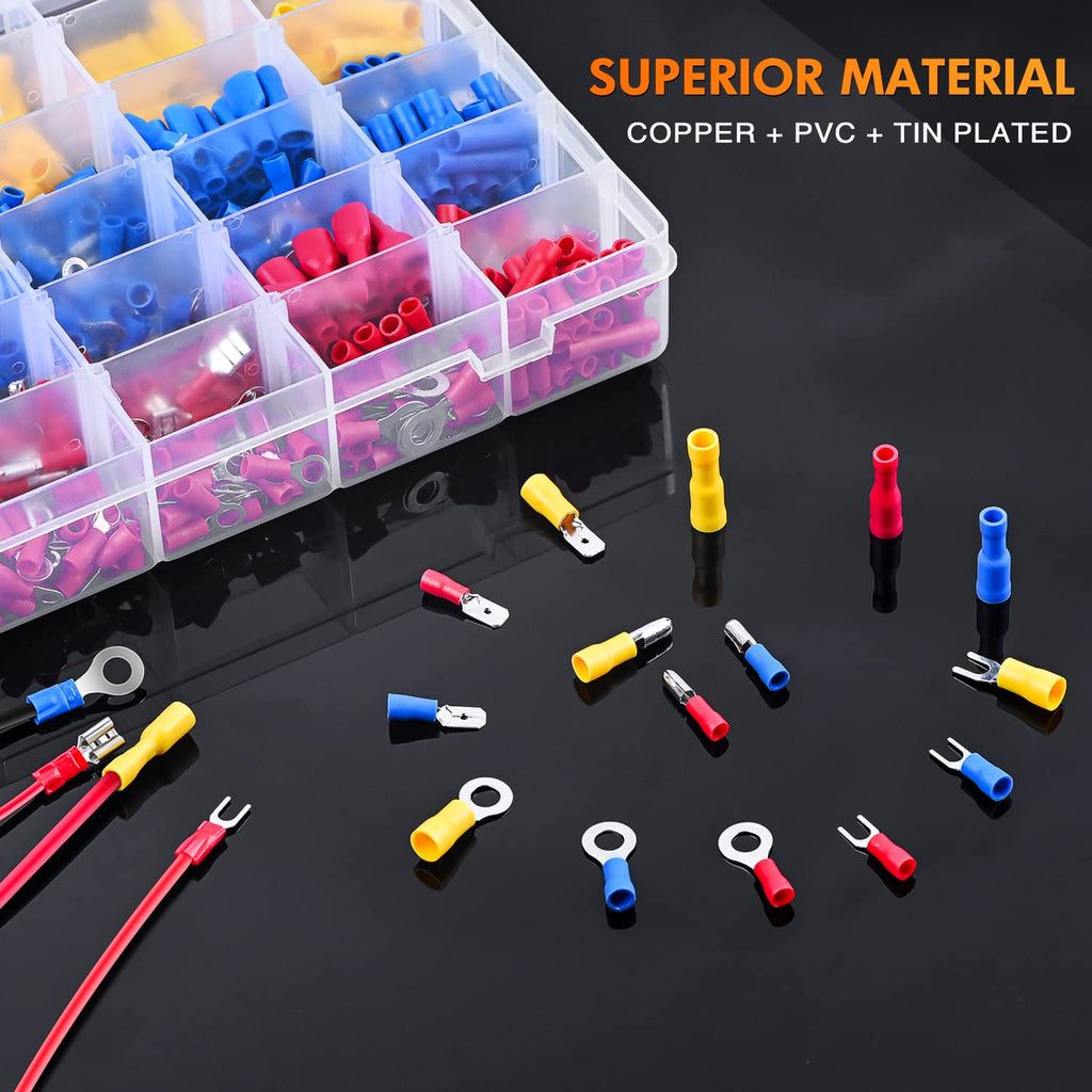 Nilight 1500PCS Mixed Quick Disconnect Insulated Electrical Crimp Terminals