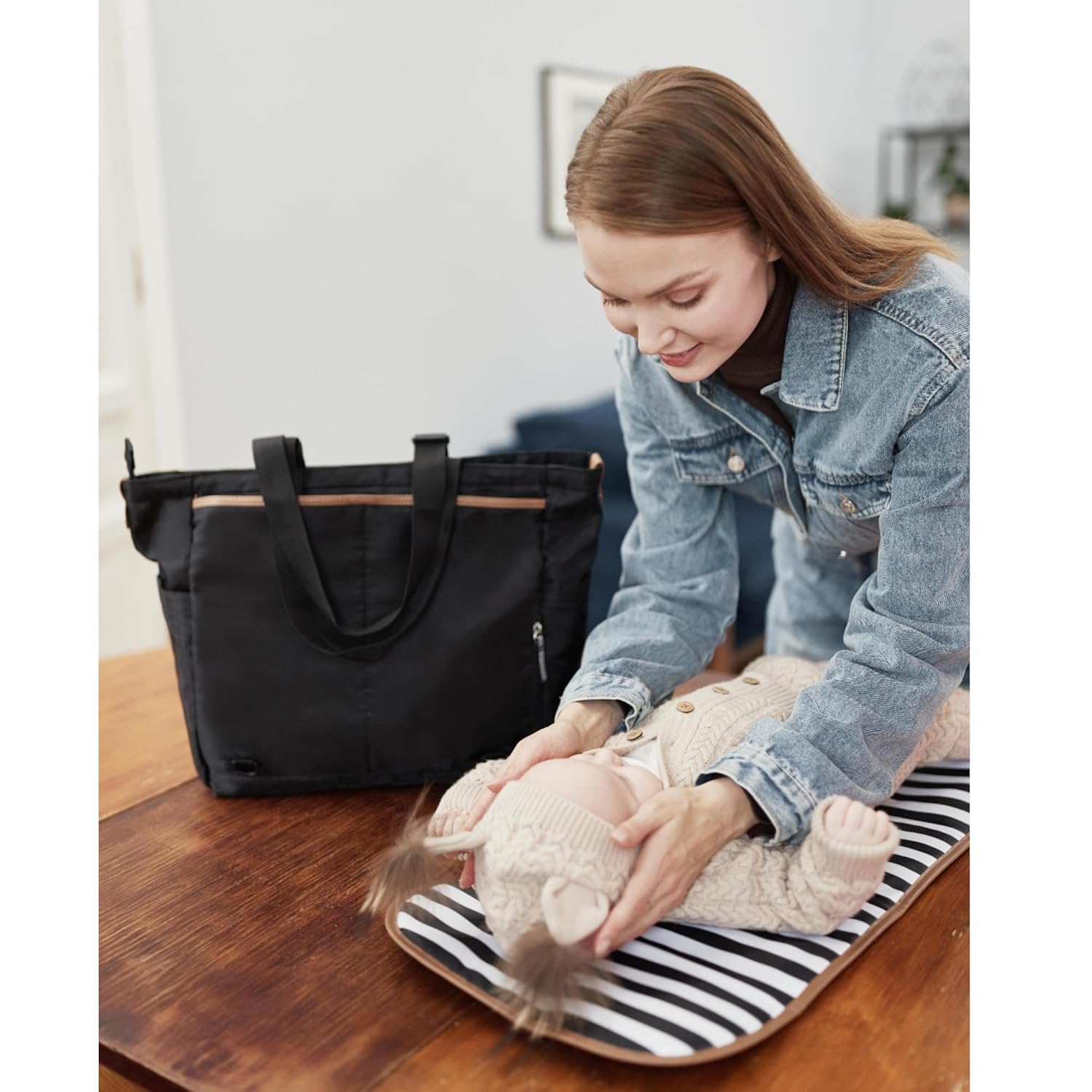 Diaper Bag Tote,Baby Diaper Bags,Convertible Diaper Bag Backpack,Crossbody Tote Bag for Women,Stylish Shoulder Bag