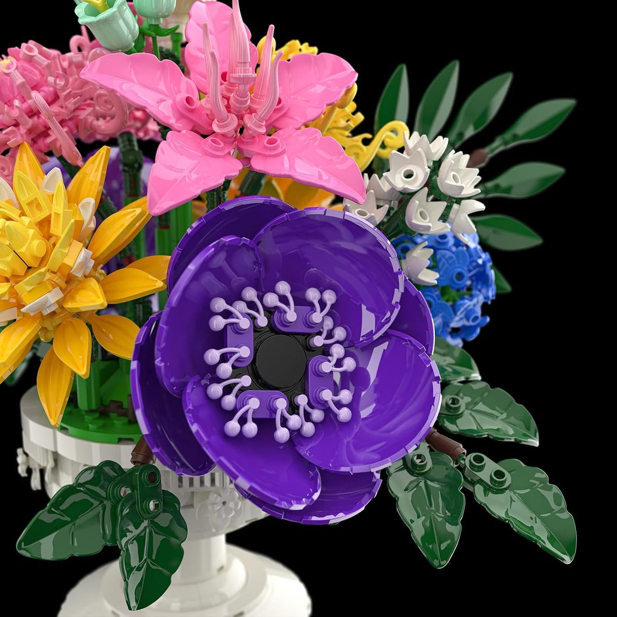 Xbert 1081Pcs Botanicals Flower Bouquet Building Block Sets, Includes Hydrangea, Dahlia, Azalea, Artificial Flowers