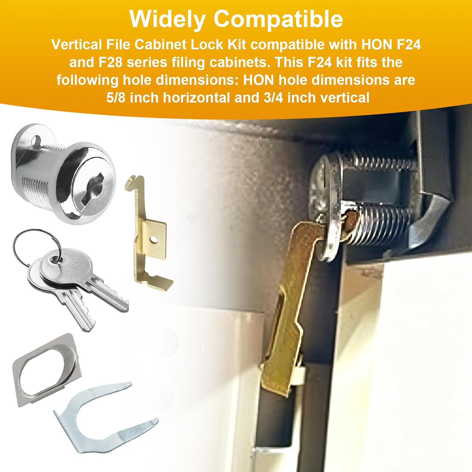 File Cabinet Lock Replacement Kit for HON F24 & F28(2185) | Vertical Filing Cabinet Lock Kit Keyed Different