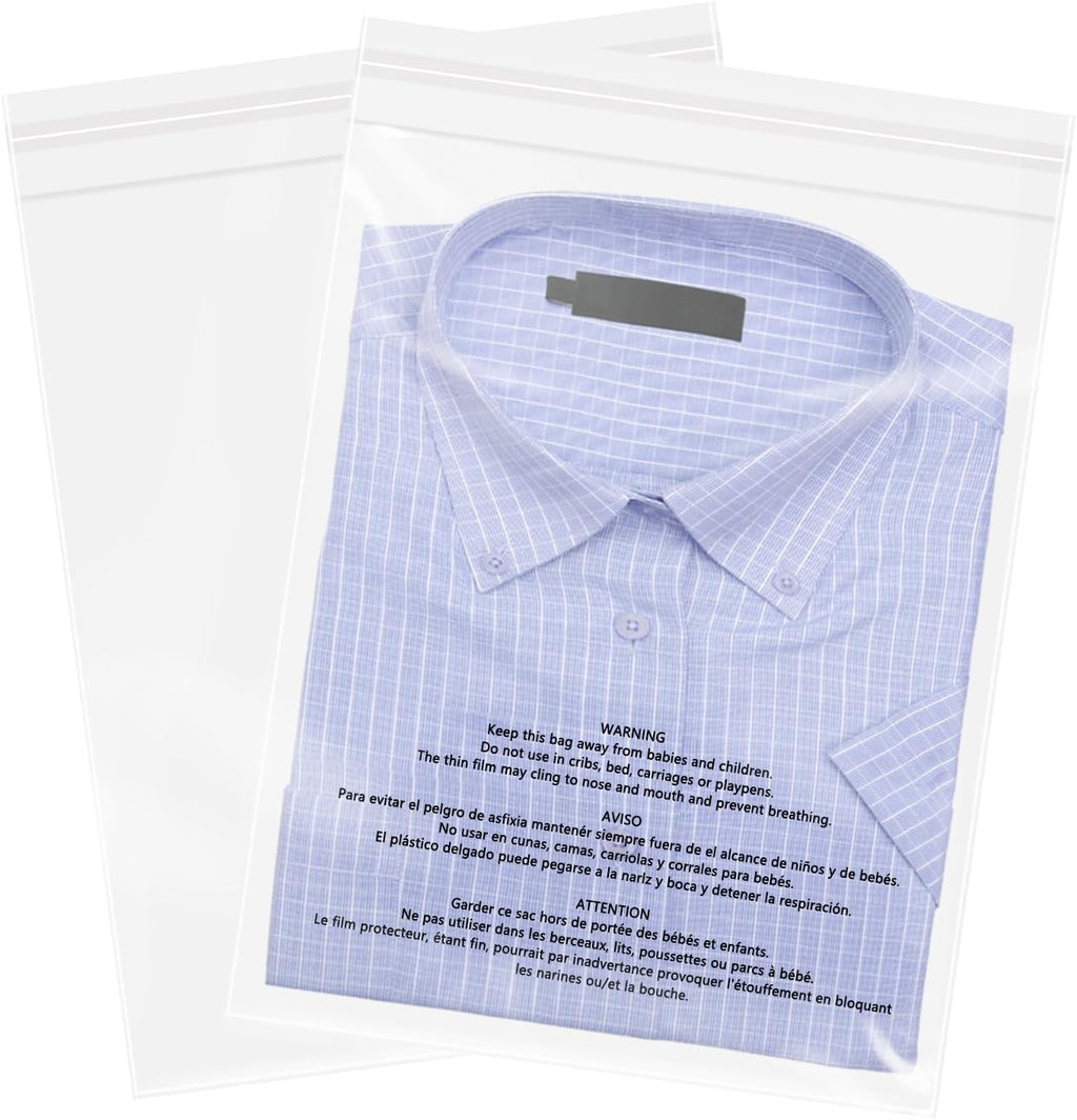 8" x 10" (100 Count) Clear Poly Bags with Suffocation Warning