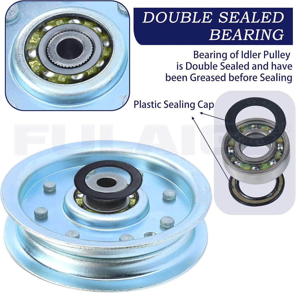 2Pcs 756-0627D Idler Pulley for Cub Cadet LT1045 LT1046 LT1018 Deck