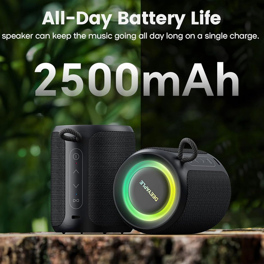 Bluetooth Speaker Wireless,IP67 Waterproof & Dustproof Portable Speaker with Lights,15W Loud Stereo Sound, 2500mAh