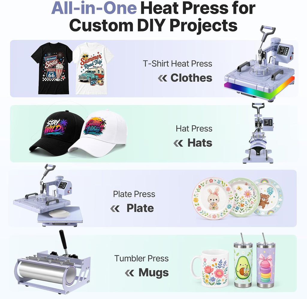 15x15 inch 5 in 1 Swing Away Heat Press Machine for T Shirts | Upgrade your DIY projects and small business with a