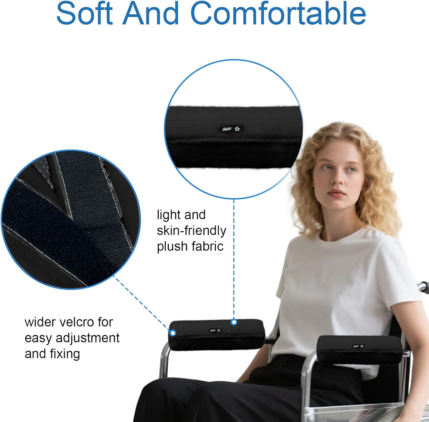 Wheelchair Armrest Covers 2 Pack Soft Memory Foam Wheelchair armrest Pads Wicking Washable for Office Transport Chair