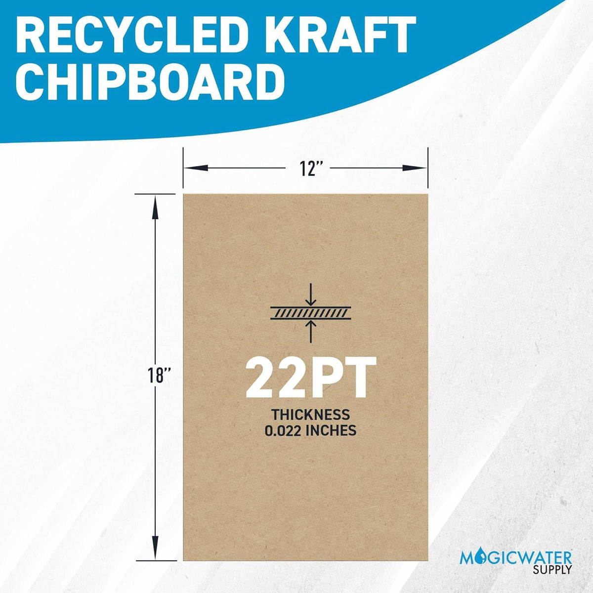 MagicWater Chipboard Sheet - 12x18 inch - 22 pt - 0.022" Thick - 100 Pack