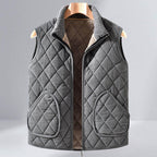 Men's Diamond Quilted Vest Sherpa Lined Full Zip Sleeveless Jacket