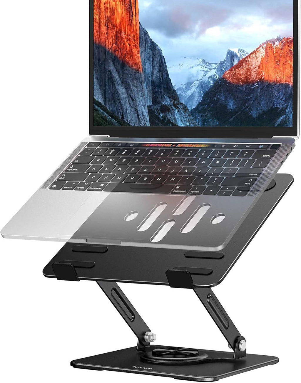 Laptop Stand with 360° Rotating Base, Ergonomic Adjustable Notebook Riser, Foldable Computer Holder Compatible with