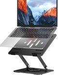 Laptop Stand with 360° Rotating Base, Ergonomic Adjustable Notebook Riser, Foldable Computer Holder Compatible with