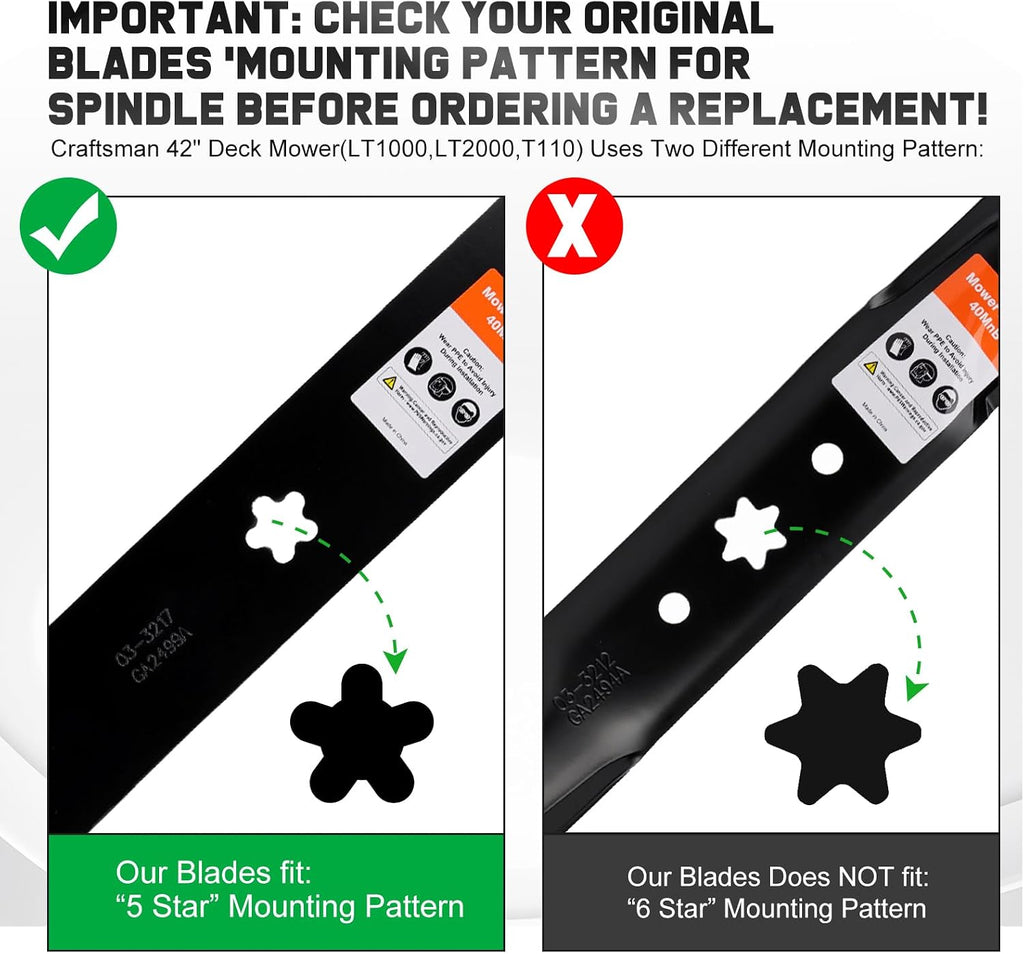 42 inch Deck Craftsman Mower Mulching Blades Replacement 134149 | Fit 138971 532138971,Craftsman LT1000 LT2000