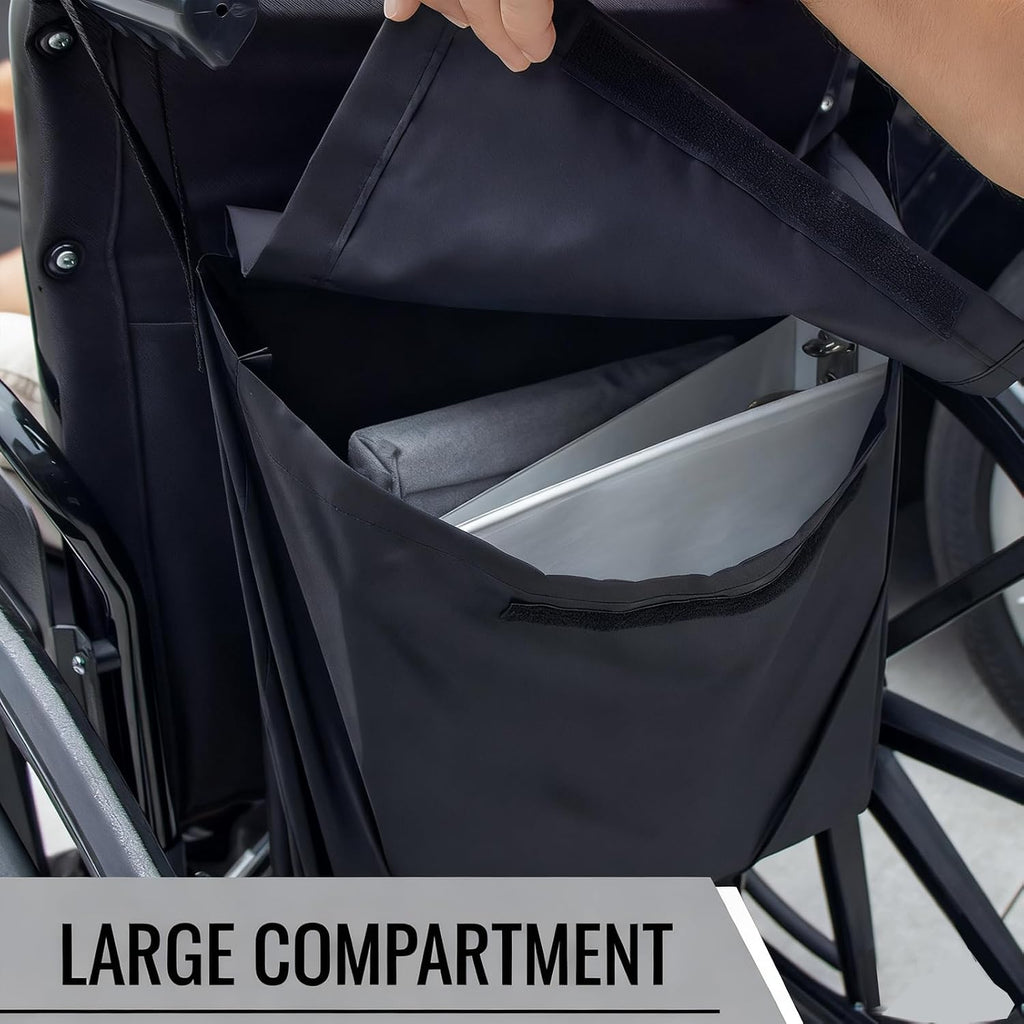 Large Wheelchair Bag to Hang on Back Wheelchair Accessories Adjustable Straps, Large Storage, Lightweight, Waterproof