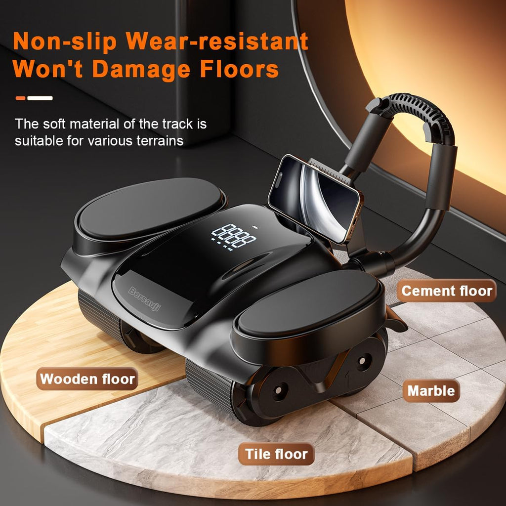 Ab Roller Wheel with Elbow Support - Abdominal Rebound Roller with LCD Large Screen Display